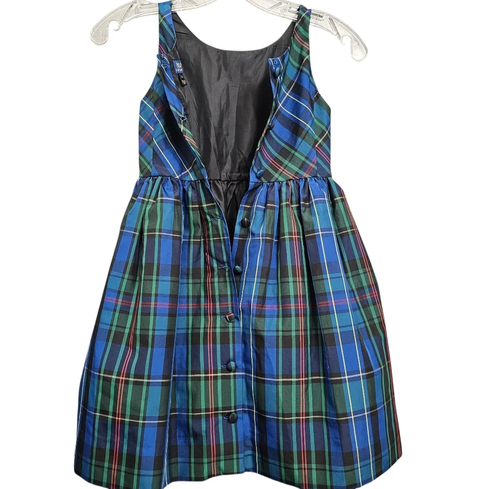 Nwot POLO by Ralph Lauren Royal Blue/Hunter Green Plaid Sleeveless Party Dress